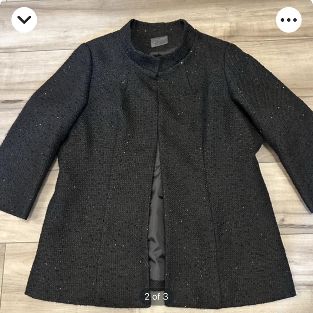 CHANEL Black Cape with Textured Wool-Blend